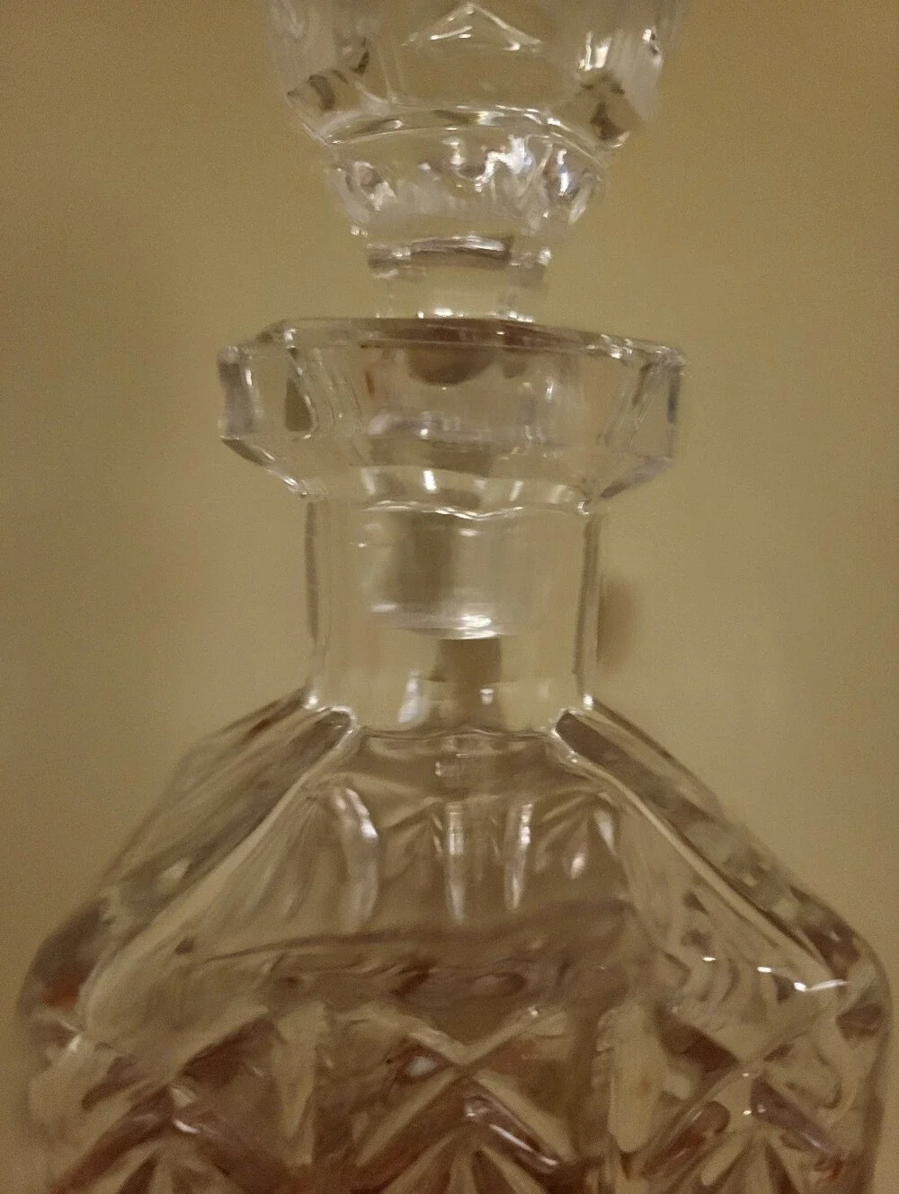 Handcut Clear And Frosted Crystal Glass 11.5 x 3.5 Inch Decanter With Stopper